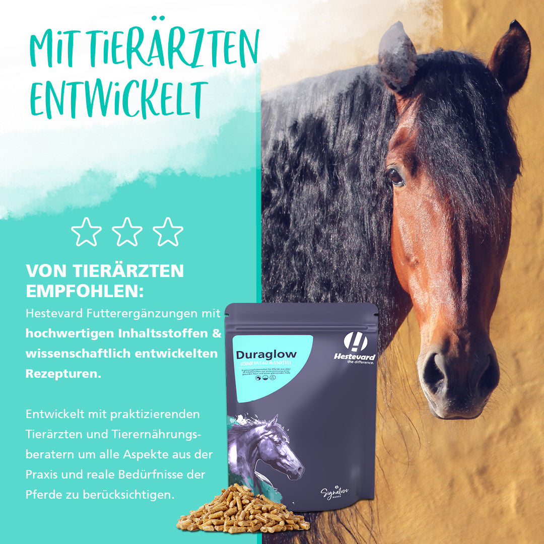 Hestevard Duraglow für gesundes Fell – 1,5 kg | Pferdepflege